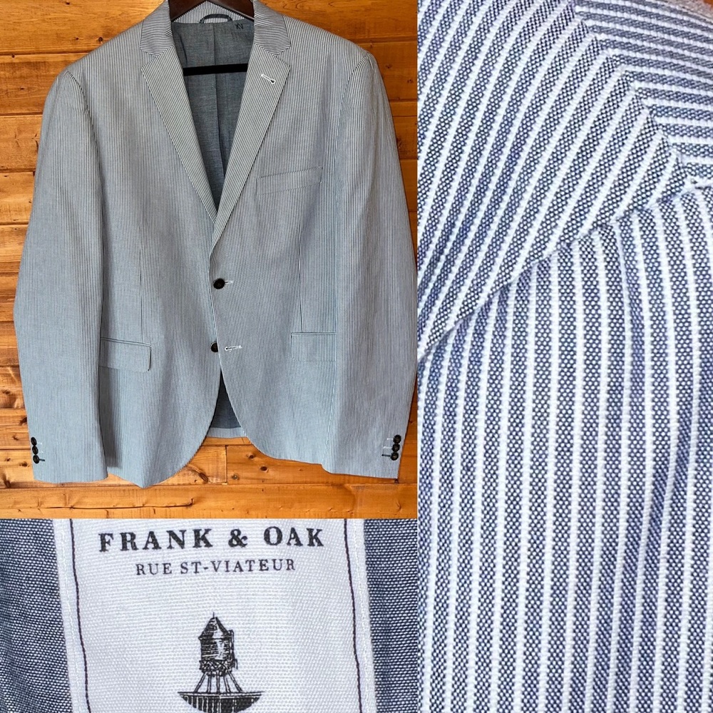 $249 Frank & Oak Laurier fit cotton stripe blazer